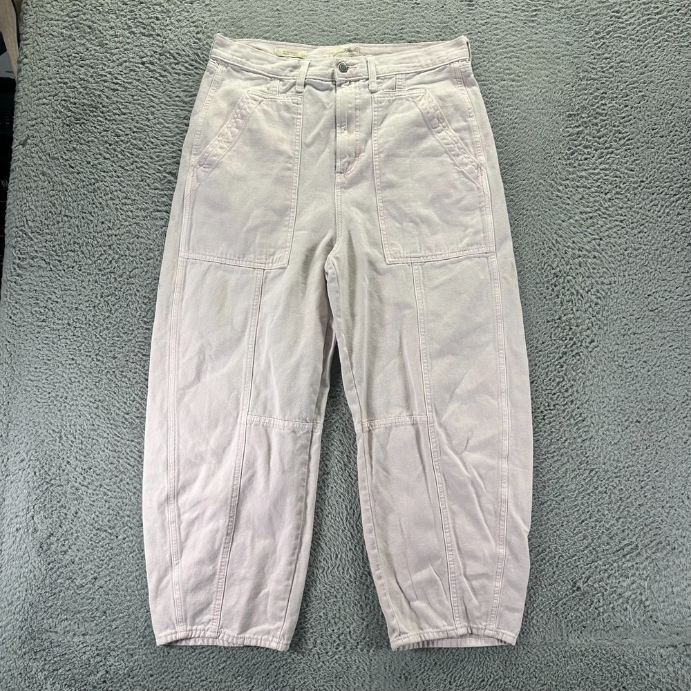 Universal Thread Pant Womens 12 Pink Cotton Canvas Ankle Barrel Tapered Preppy